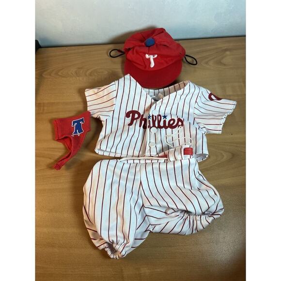 Build A Bear Phillies Baseball Player Outfit Uniform With Red Baseball Cap - Picture 1 of 9